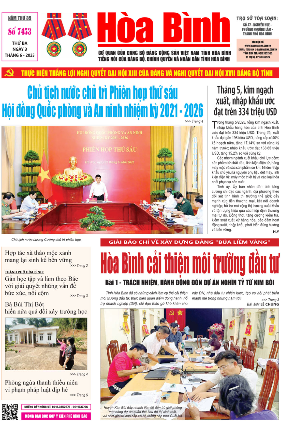 Báo Hòa Bình số 7453