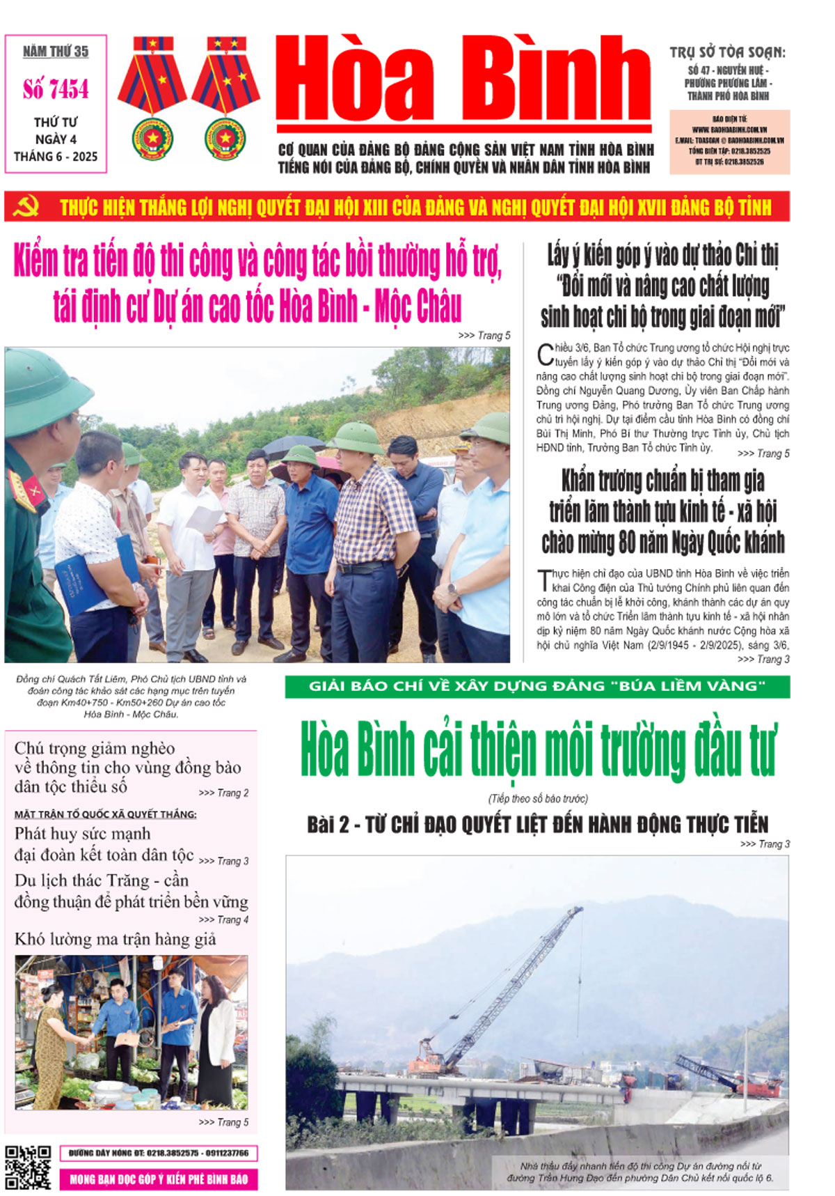 Báo Hòa Bình số 7454