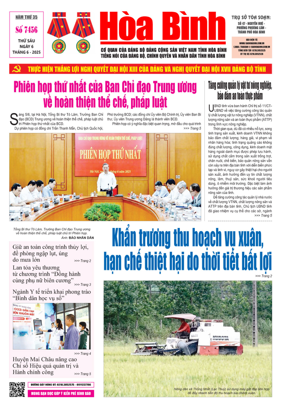 Báo Hòa Bình số 7456