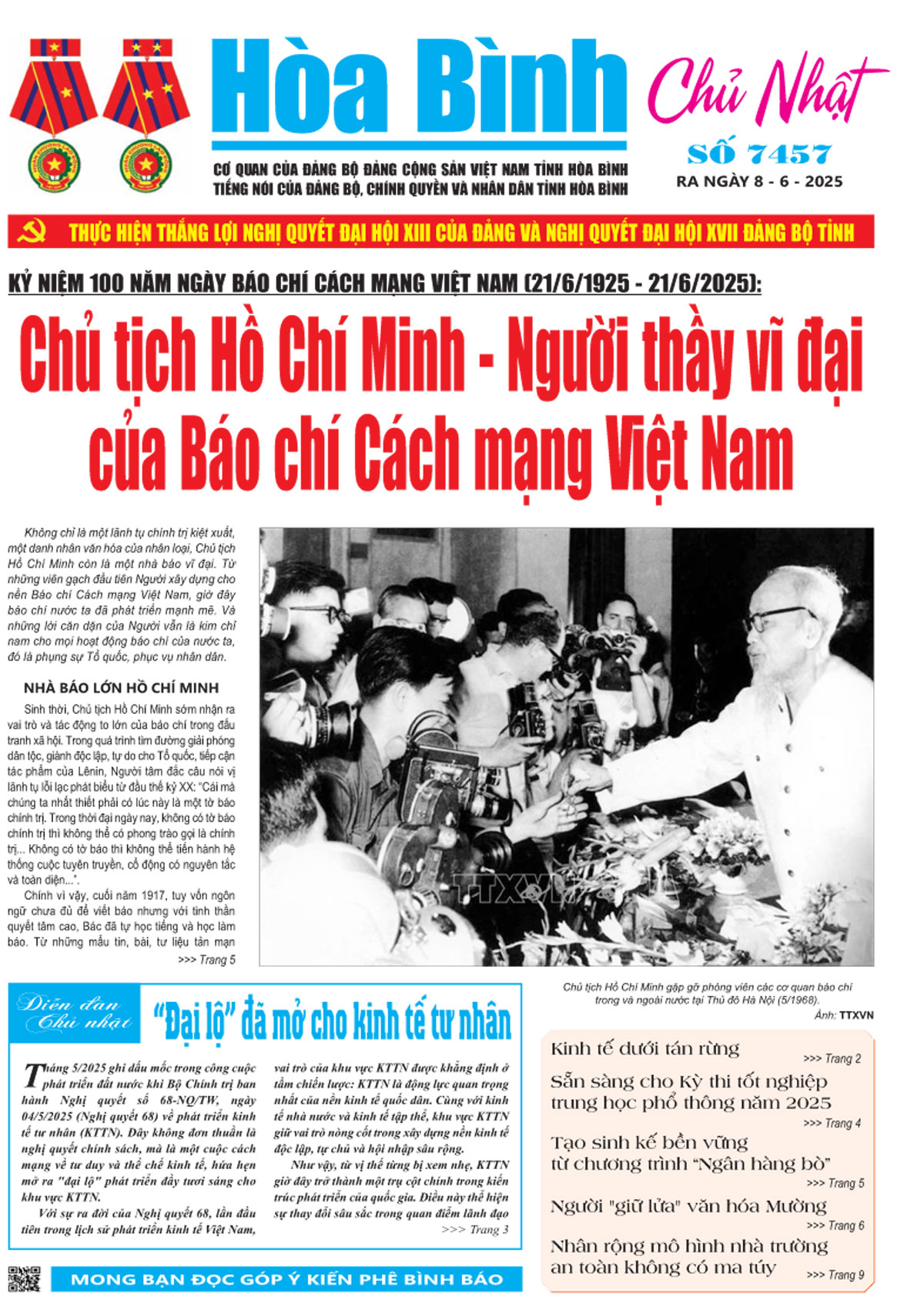 Báo Hòa Bình Chủ Nhật số 7457