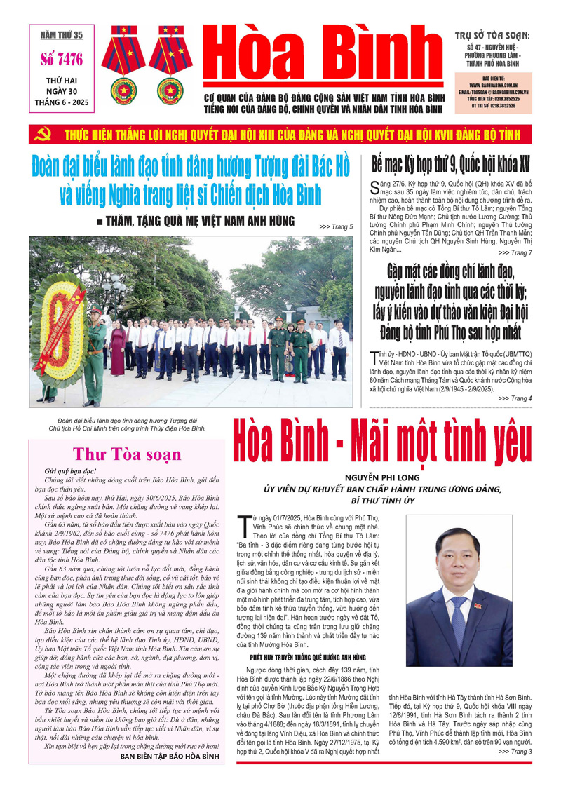 Báo Hòa Bình số 7476