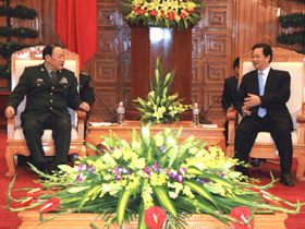 Thủ tướng Nguyễn Tấn Dũng tiếp Bộ trưởng Quốc phòng Trung Quốc.