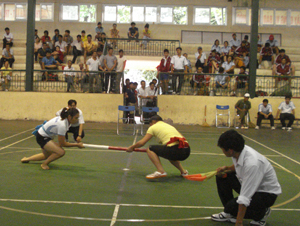 Trận đấu hạng cân 66 kg nữ giữa VĐV Ánh (Hòa Bình) và Ngân (Sơn La). VĐV Ánh đã thắng với tỷ số 2 – 0.