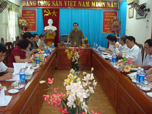 Đồng chí Nguyễn Văn Quang, Phó Bí thư TT Tỉnh uỷ, Chủ tịch HĐND tỉnh phát biểu chỉ đạo tại cuộc họp.

