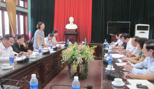 Đồng chí Trần Thị Bích Thuỷ, Phó Trưởng Ban Dân vận T.Ư, Phó BCĐ thực hiện Đề án 61 T.Ư phát biểu tại hội nghị.