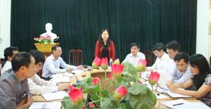 Đồng chí Hoàng Thị Chiển, UVTV, Trưởng Ban Dân vận Tỉnh ủy kết luận tại buổi làm việc.
