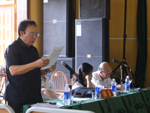 Hiện, TTTGPL tỉnh đang ký hợp đồng cộng tác TGPL với 7 luật sư của 3 văn phòng  luật sư và 1 công ty luật. (Ảnh: Luật sư Đan Tiếp Phúc, TGPL cho bị cáo tại phiên toà xét xử Nguyễn Văn Nguyện (TPHB) tội giết người ngày 18/8/2013).