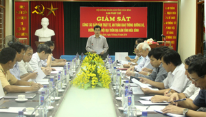 Đồng chí Hoàng Minh Tuấn, UVTV, Trưởng Ban Tổ chức Tỉnh ủy, Trưởng ban Pháp chế phát biểu kết luận buổi giám sát.