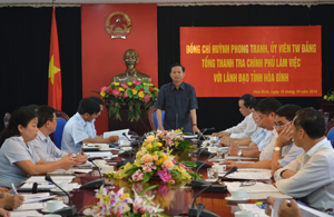 Đồng chí Huỳnh Phong Tranh, UVT.Ư Đảng, Tổng Thanh tra Chính phủ phát biểu kết luận buổi làm việc.