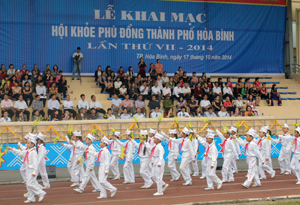Lễ diễu hành tại Hội khoẻ Phù Đổng thành phố Hoà Bình lần thứ VII - năm 2014.