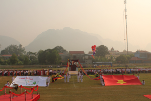 Toàn cảnh lễ khai mạc hội khỏe Phù Đổng huyện Kim Bôi lần thứ VI - năm 2014.
