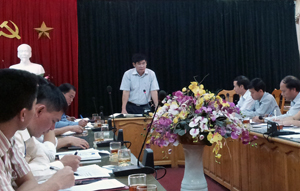 Đồng chí Nguyễn Văn Dũng, Phó Chủ tịch UBND tỉnh, Phó Trưởng BCĐ Đề án 61 tỉnh phát biểu chỉ đạo tại buổi làm việc.