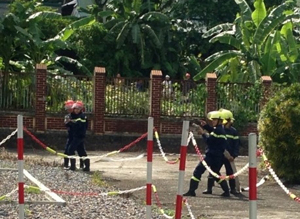 Lực lượng Cảnh sát PCCC&CN, CH thực tập phương án chữa cháy tại Công ty thủy điện Hòa Bình.