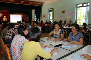Trường tiểu học thị trấn Chi Nê (Lạc Thuỷ) tổ chức triển khai cho giáo viên đăng ký gắn việc học tập và làm theo Bác với các hoạt động chuyên môn trong trường.