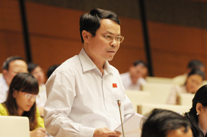 Đại biểu QH Nguyễn Tiến Sinh phát biểu ý kiến thảo luận tại hội trường.