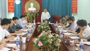 Đồng chí Bùi Văn Cửu, Phó Chủ tịch TT UBND tỉnh phát biểu tại buổi làm việc.