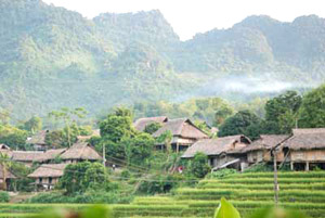 Cách trung tâm thành phố Hòa Bình 12 km, dưới chân núi Mỗ, Bản Giang Mỗ thuộc xã Bình Thành (Cao Phong) gồm hơn 100 ngôi nhà sàn của người Mường còn giữ nguyên bản từ nhà cửa đến nếp sinh hoạt.