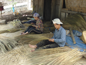 Nghề làm mây, giang đan và chổi chít xuất khẩu mang lại việc làm có thu nhập ổn định cho người dân xã Trung Minh, TPHB.