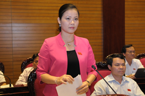Đại biểu QH Bạch Thị Hương Thủy phát biểu ý kến thảo luận tại hội trường.