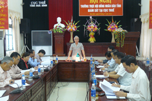 Đồng chí  Nguyễn Minh Quang, TVTU, Chủ nhiệm UBKT Tỉnh ủy phát biểu ý kiến chỉ đạo tại buổi giám sát.