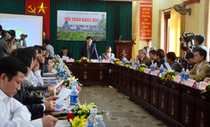 Đồng chí Nguyễn Văn Dũng, Phó Chủ tịch UBND tỉnh, Chủ tịch Hội đồng Khoa học tỉnh phát biểu tại hội thảo.