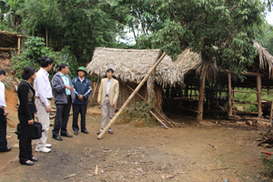 Đoàn kiêm tra lưu ý hộ chăn nuôi trong phòng - chống đói rét, dịch bệnh cho đàn vật nuôi còn thiếu chủ động tại xã Bao La (Mai Châu).