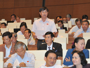 Đại biểu QH tỉnh Bạc Liêu phát biểu ý kiến tại hội trường. Ảnh: ANH TUẤN