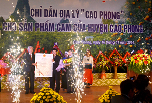 Sau 1 năm đón nhận CDĐL Cao Phong cho sản phẩm cam quả, UBND huyện Cao Phong thành lập Ban Kiểm soát CDĐL Cao Phong, có nhiệm vụ giúp UBND huyện và Sở KH&CN thực hiện chức năng kiểm soát về CDĐL Cao Phong.

             
