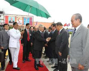 Tổng Bí thư Nguyễn Phú Trọng kết thúc tốt đẹp chuyến thăm hữu nghị 
cấp nhà nước Vương quốc Campuchia. Ảnh: TTXVN
