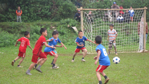 Trận đấu bóng đá tiểu học giữa trường tiểu học Phú Lương A và Phú Lương B tại giải bóng đá do ngành GD&ĐT tổ chức năm 2012  (vùng Quyết Thắng).
