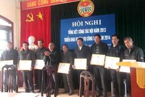 Khen thưởng các tập thể, cá nhân có thành tích xuất sắc trong công tác Hội Nông dân huyện Lạc Sơn năm 2013.