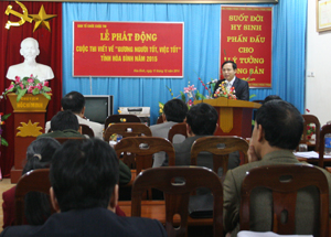 Đồng chí Nguyễn Văn Toàn, TVTU, Trưởng Ban Tuyên giáo Tỉnh ủy kiêm Trưởng ban tổ chức Cuộc thi phát biểu tại buổi lễ phát động.

 

