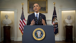 Tổng thống Mỹ Barack Obama công bố sự chuyển hướng trong quan hệ với Cuba trong một bài phát biểu trước toàn quốc tại Nhà Trắng, ngày 17-12-014. (Ảnh: Reuters) 
