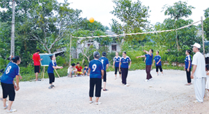 Để rèn luyện sức khỏe, hàng ngày, hội viên NCT xóm Nút, xã Dân Hạ (Kỳ Sơn) thường xuyên chơi bóng chuyền hơi.