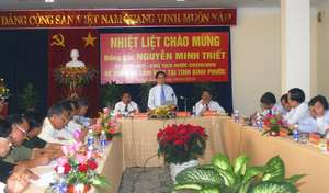 Chủ tịch nước Nguyễn Minh Triết làm việc 
với lãnh đạo chủ chốt tỉnh.