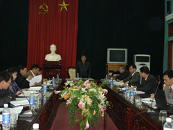 Đ/C Hoàng Việt Cường, Bí thư Tỉnh ủy, Chủ tịch HĐND tỉnh, Trưởng BCĐ chủ trì hội nghị