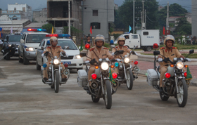 Lực lượng  Cảnh sát giao thông (Công an tỉnh)  lên đường  làm nhiệm vụ.
