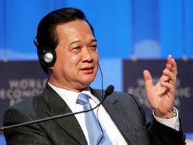 Thủ tướng thuyết trình tại Diễn đàn Kinh tế thế giới 2010 diễn ra từ 27 đến 31/1 tại Davos, Thụy Sĩ.