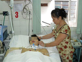 Bệnh nhân L.T.Đ đang điều trị tại khoa Nhiễm Việt - Anh Bệnh viện Bệnh nhiệt đới TPHCM