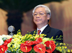 Tổng Bí thư Nguyễn Phú Trọng phát biểu bế mạc Đại hội. 

