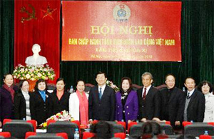 Chủ tịch nước Trương Tấn Sang với các đại biểu dự Hội nghị - Ảnh: TTXVN.
