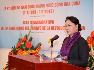 Phó Chủ tịch Quốc hội Nguyễn Thị Kim Ngân đến dự và phát biểu tại buổi lễ. (Ảnh: Dương Giang/TTXVN)