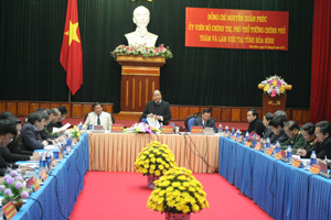 Phó Thủ tướng Chính phủ Nguyễn Xuân Phúc phát biểu tại buổi làm việc với lãnh đạo tỉnh.