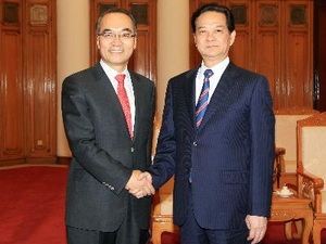 Thủ tướng Nguyễn Tấn Dũng tiếp Bộ trưởng Bộ Chiến lược và Tài chính Hàn Quốc Bahk Jae Wan. (Ảnh: Đức Tám/TTXVN)