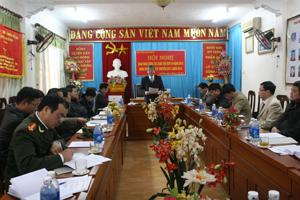 Đồng chí Hoàng Thanh Mịch, UVTV, Trưởng Ban Tuyên giáo Tỉnh ủy phát biểu tại hội nghị.