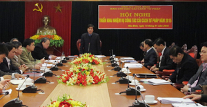 Đồng chí Trần Đăng Ninh, Phó Bí thư TT Tỉnh ủy, Trưởng BCĐ CCTP tỉnh phát biểu định hướng công tác CCTP năm 2015.