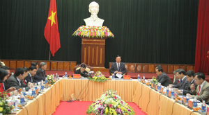 Chủ tịch nước Trương Tấn Sang làm việc với Ban Thường vụ Tỉnh uỷ.