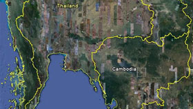 Hình ảnh khu vực Thái Lan, Campuchia trên Google Earth