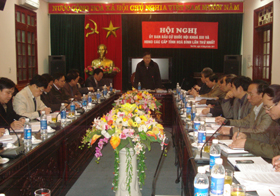 Đồng chí Hoàng Việt Cường, Bí thư Tỉnh ủy, Chủ tịch HĐND tỉnh phát biểu chỉ đạo hội nghị.