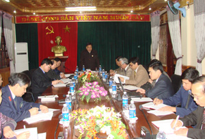 Đồng chí Hoàng Việt Cường, Bí thư Tỉnh ủy phát biểu chỉ đạo tại buổi làm việc với Viện Kiểm sát nhân dân tỉnh .